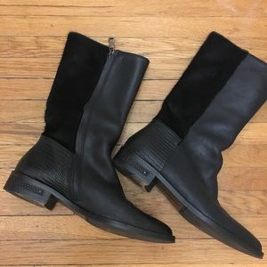 Freda Salvador black leather zip-up mid-calf boots